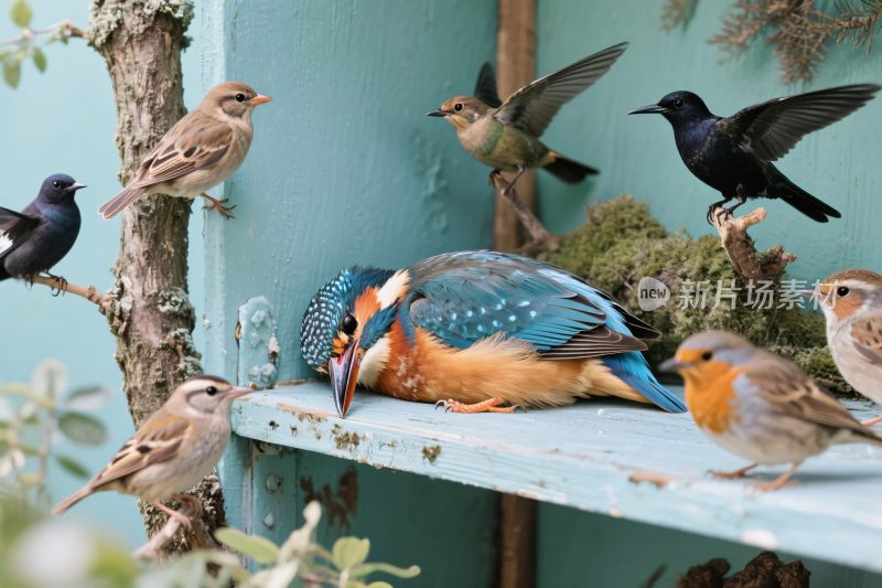 鸟类栖息场景图