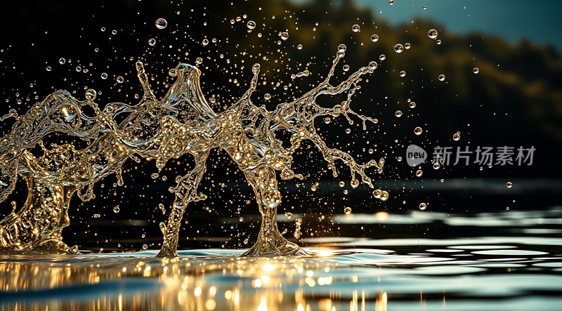 金色水花飞溅