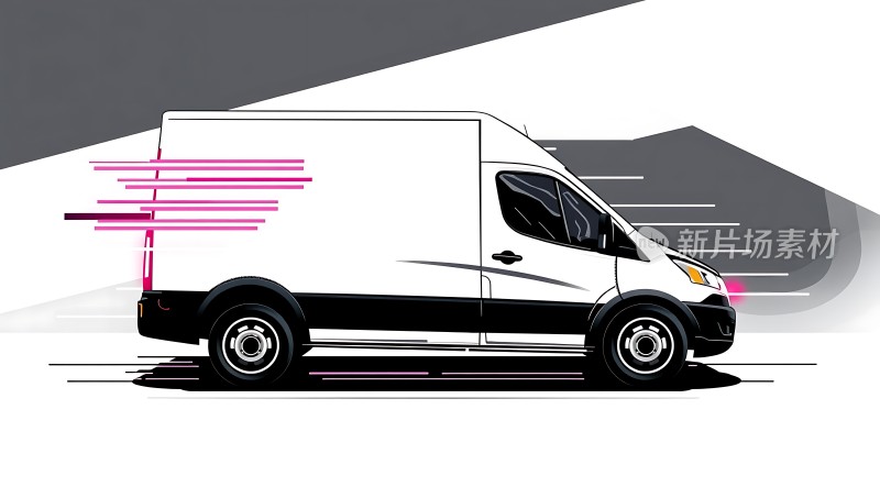 白色货车行驶在道路上