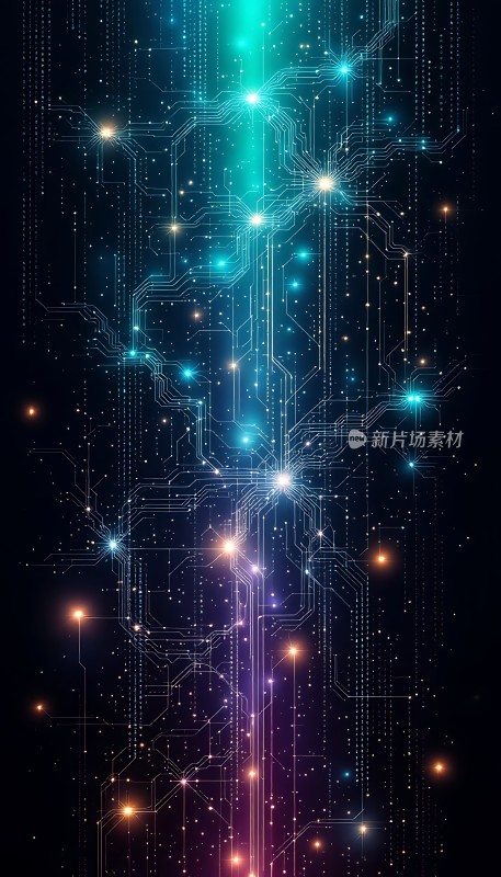 科技之光电路与光效交织的神秘之夜