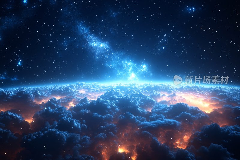 梦幻星空下的云海景象