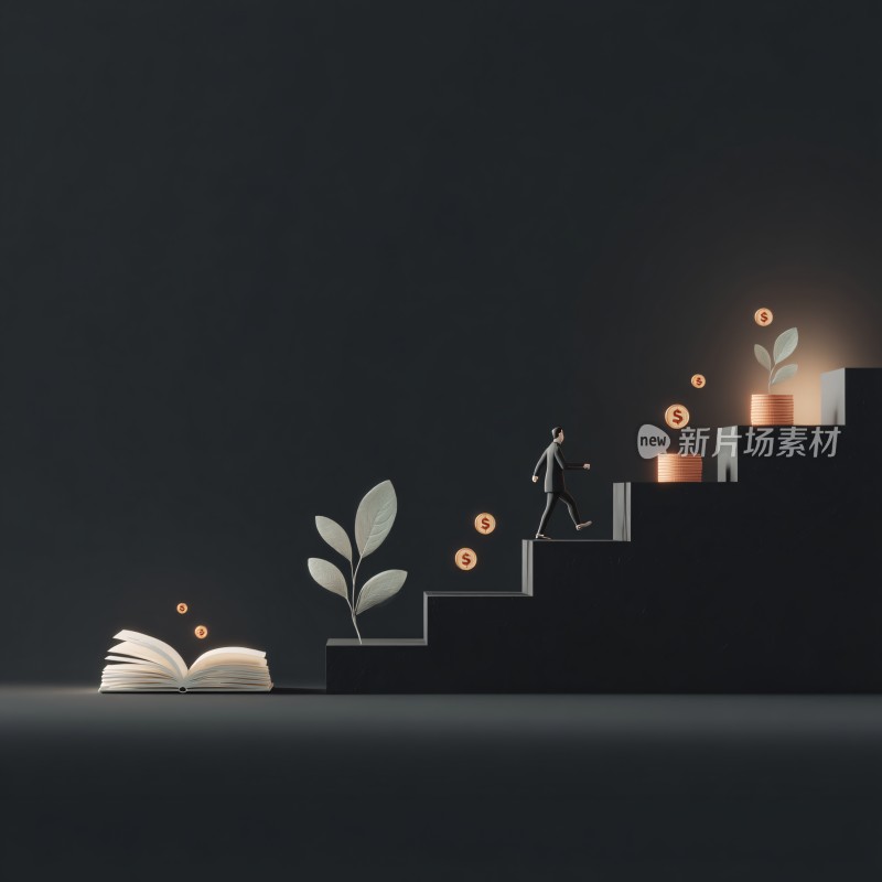 攀登成长阶梯的励志画面