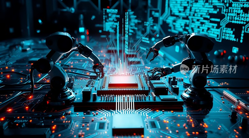 机器人操作芯片科技感十足
