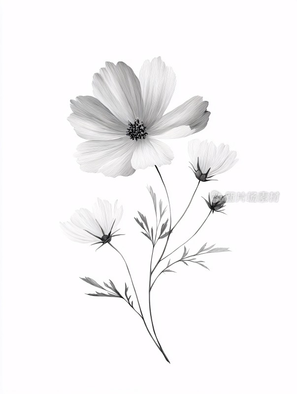 黑白花朵插画