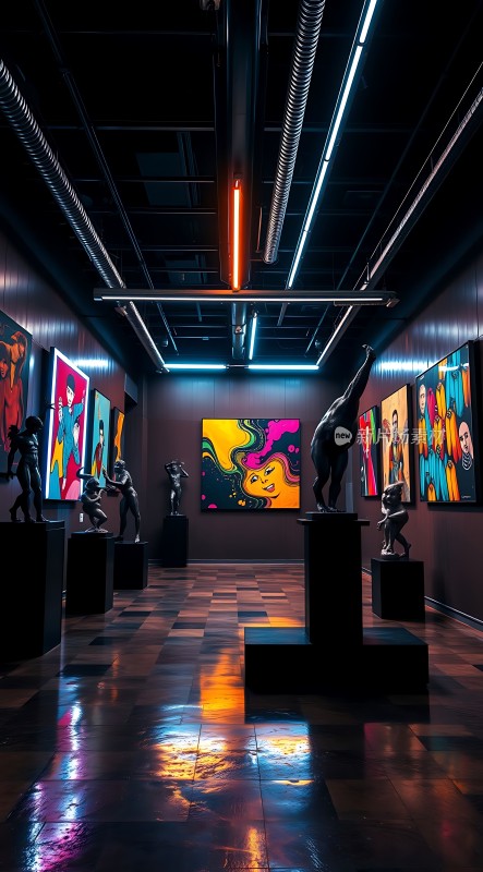 艺术殿堂光影交错雕塑与画作共舞