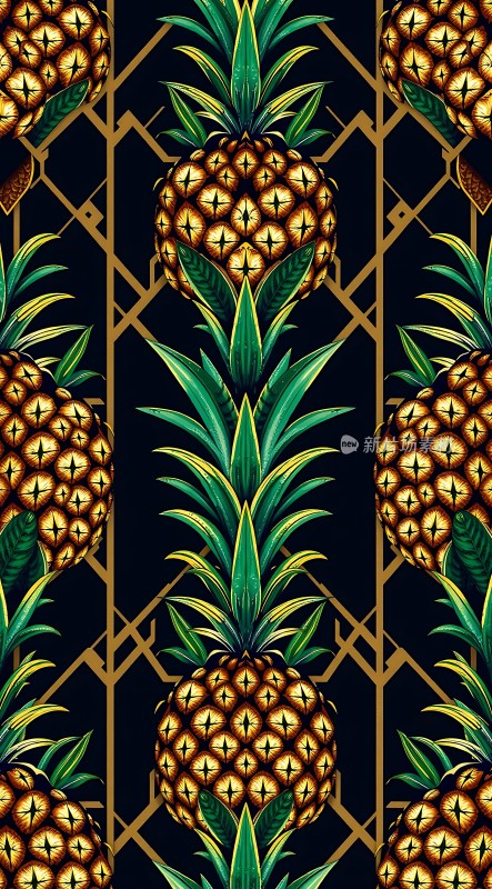 金色菠萝几何图案