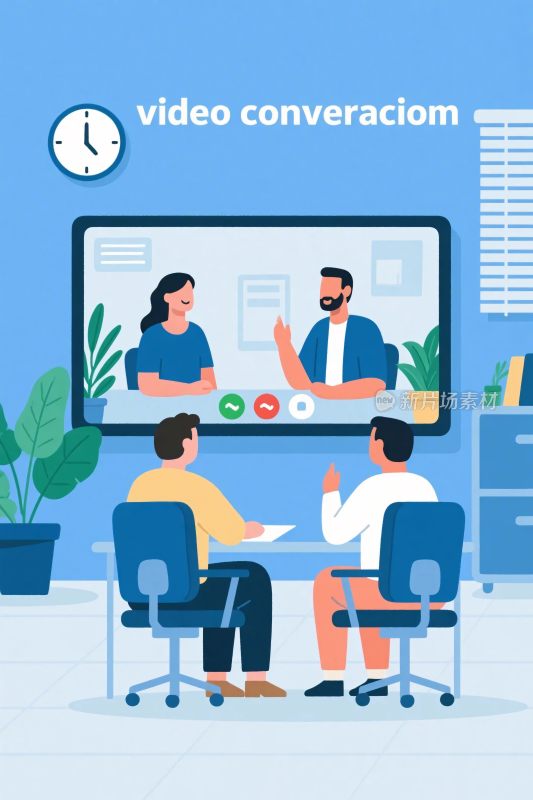 视频会议场景插画