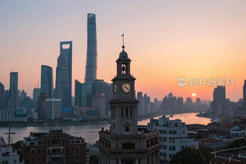 上海外滩城市黄昏景观