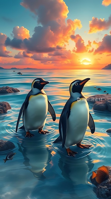 企鹅共舞日落时