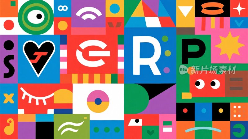 多彩几何图案插画