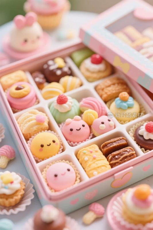 可爱卡通甜点盒插画