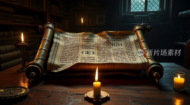 古卷秘籍烛光下的神秘文献