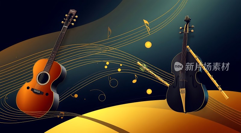 音乐交响曲吉他与小提琴的旋律