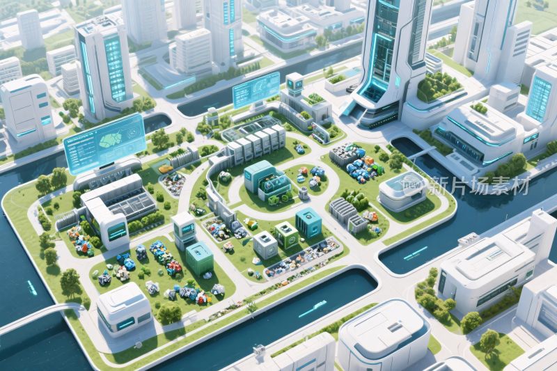 未来科技城市景观鸟瞰图