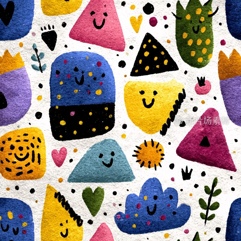 多彩卡通几何图案插画