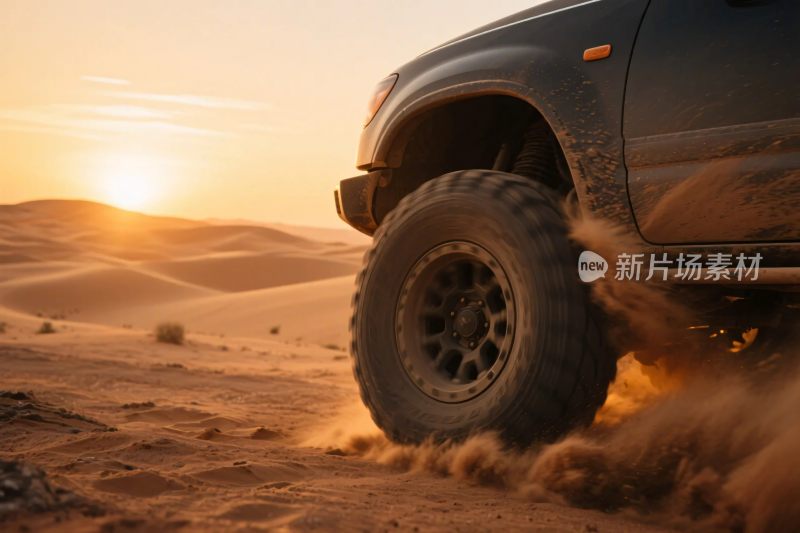 沙漠中行驶的越野车