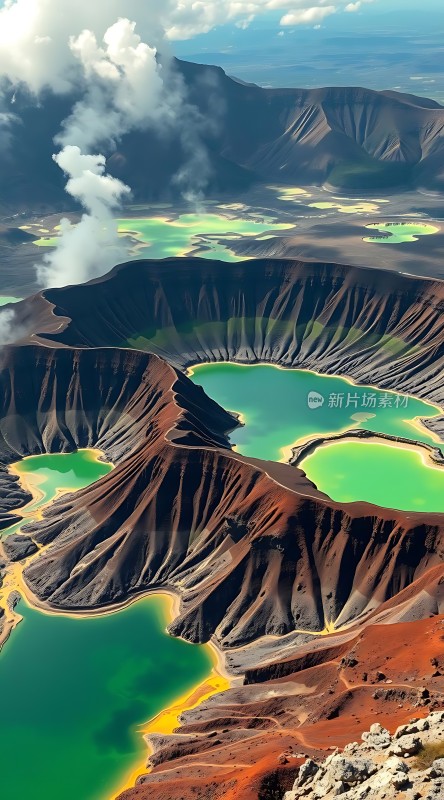 火山口绿松石湖群