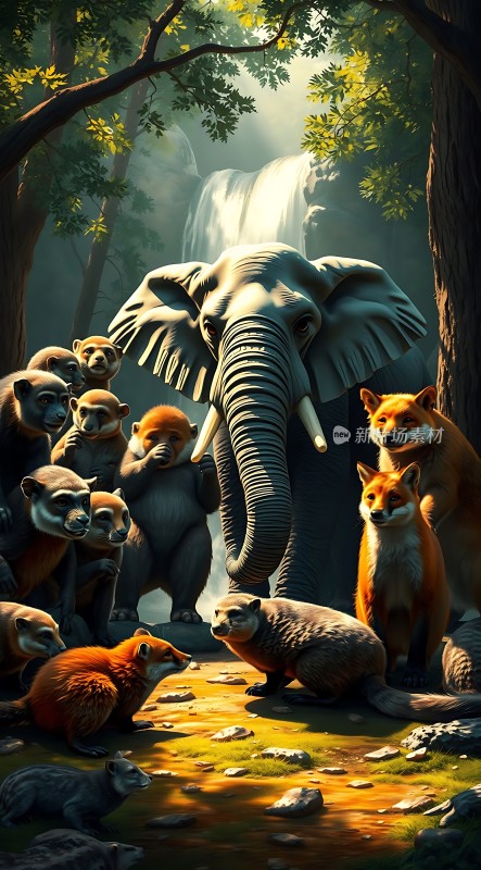 森林守护者大象与动物伙伴们