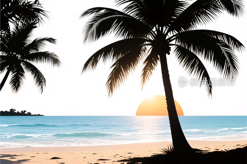 海滩棕榈树风景