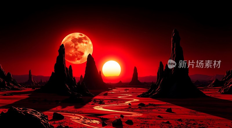 红色星球日落奇景