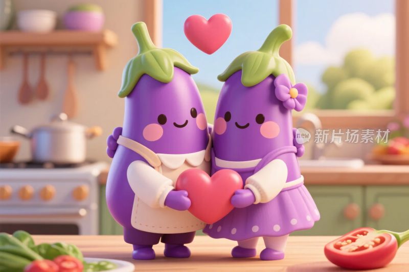 卡通茄子情侣