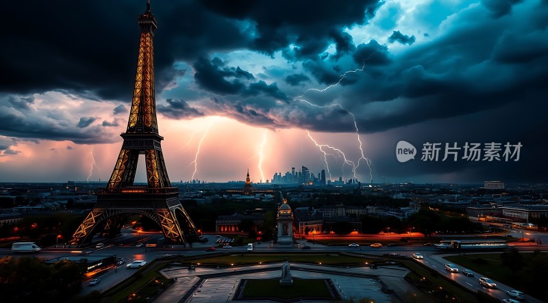 巴黎铁塔闪电之夜