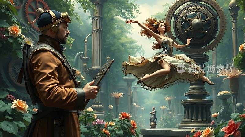 蒸汽朋克幻想世界中的奇幻花园