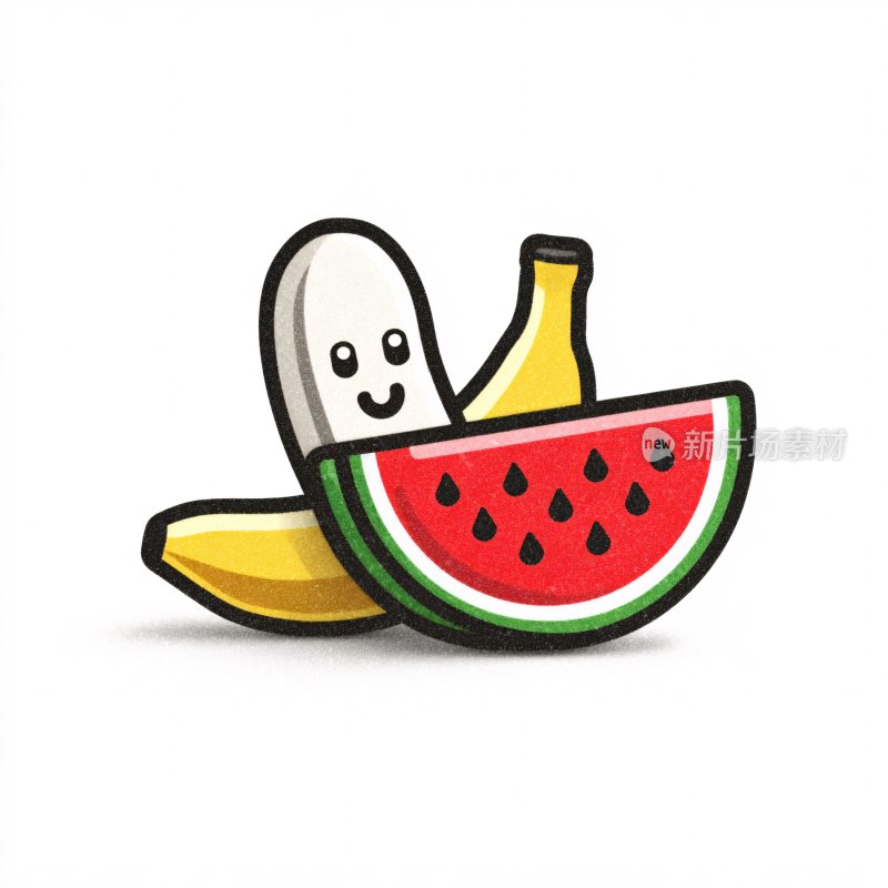卡通水果组合插画