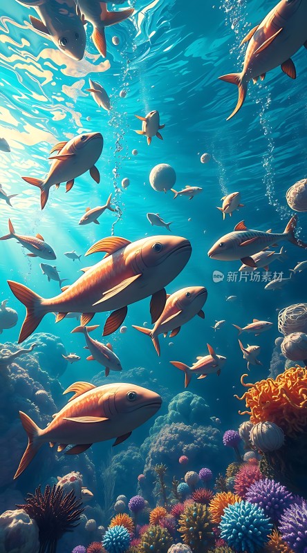 海洋之舞鱼群与珊瑚共舞