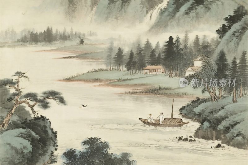 中国传统山水水墨画