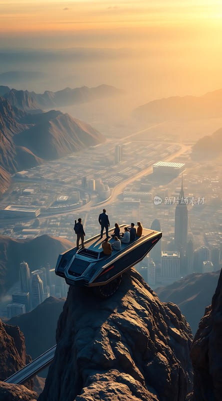 未来座驾俯瞰城市全景