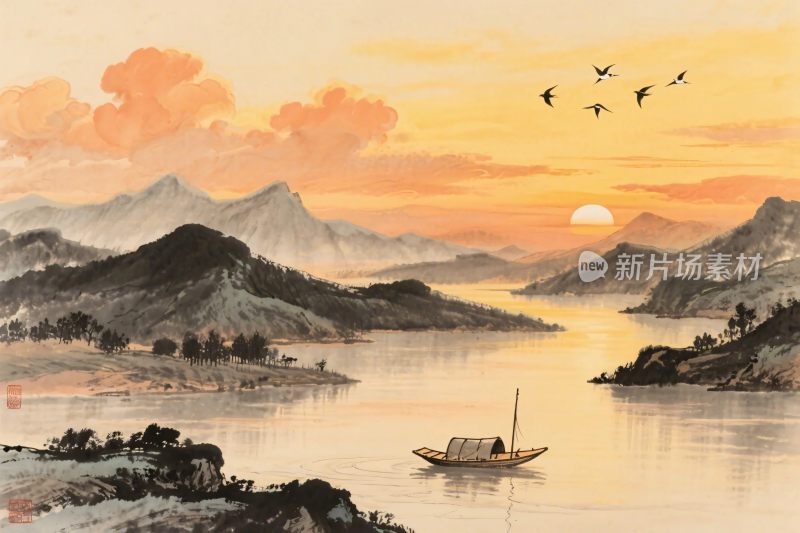 山水水墨风景图