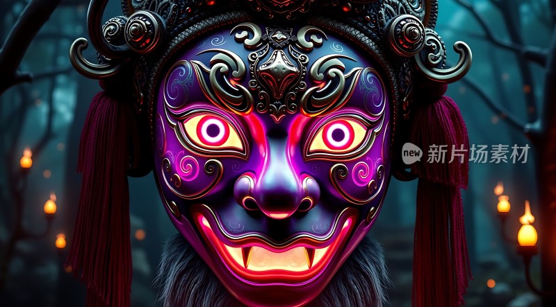神秘面具紫色与红色的华丽交织