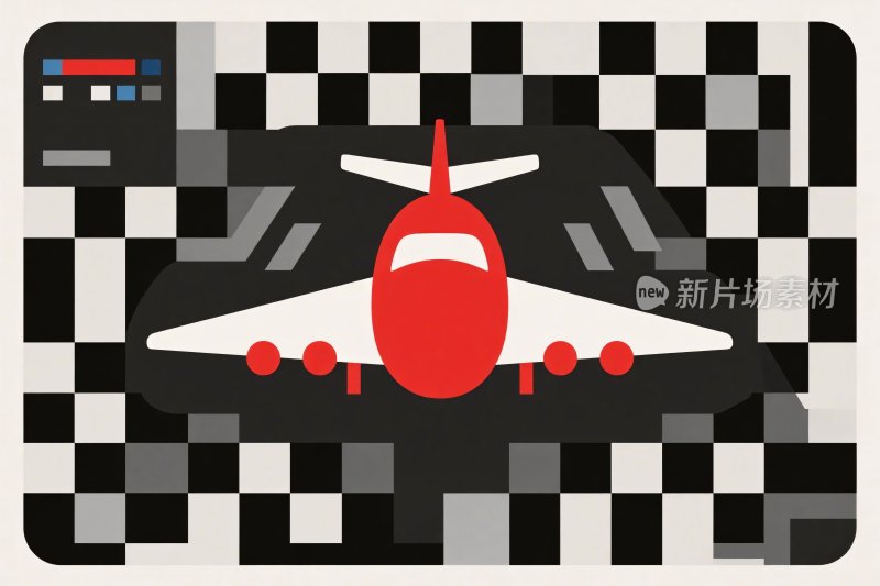 飞机方格插画