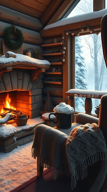 冬日暖炉旁的温馨时光