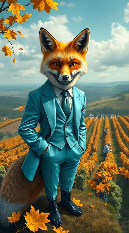 秋日葡萄园里的狐狸绅士