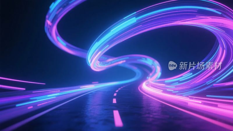 炫彩霓虹光线道路景象