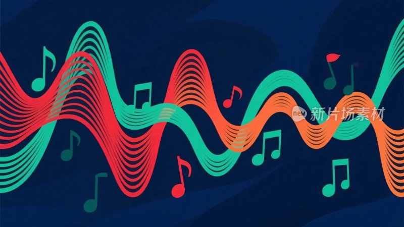 多彩音符波浪插画