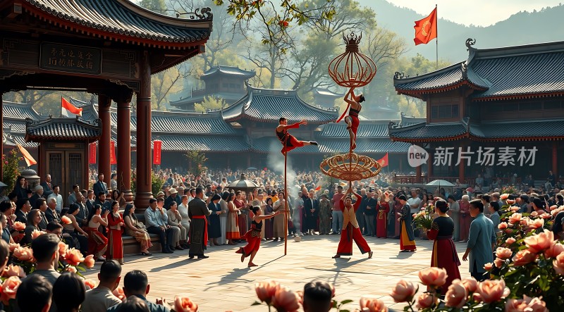 传统节日庆典杂技表演与观众互动