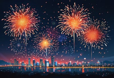 烟花璀璨夜景观 烟花璀璨夜景观