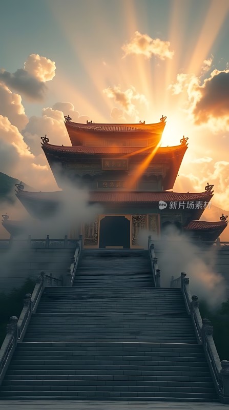 晨曦中的古寺
