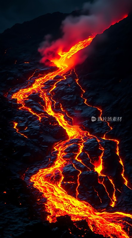 熔岩流淌的山脉