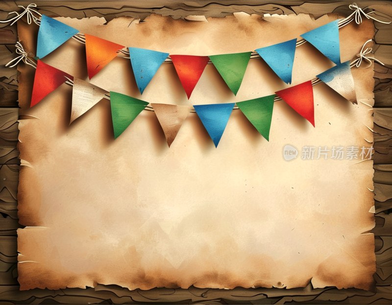 卡通羊皮纸三角旗