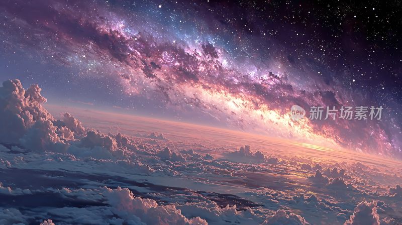 梦幻星空下的云海景象