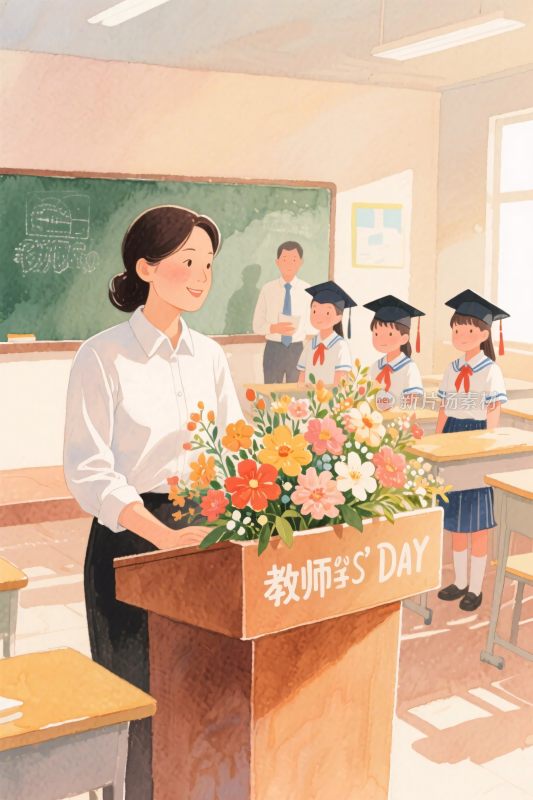 教师节校园演讲插画