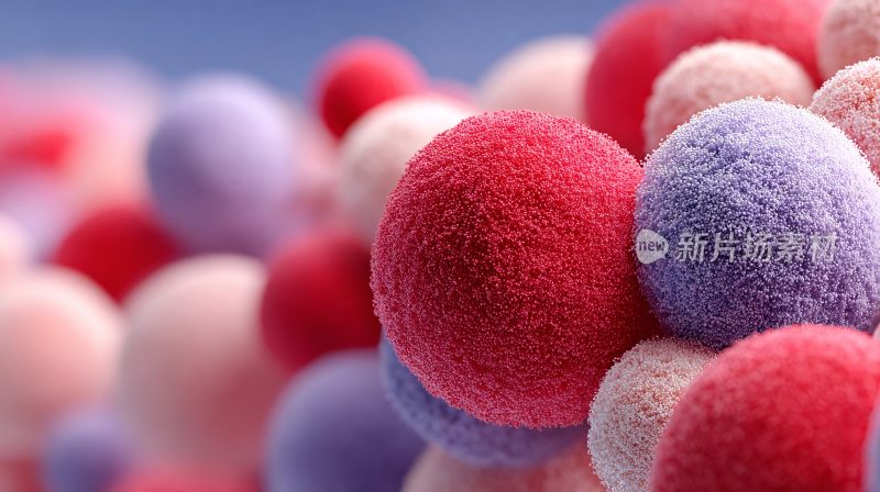 多彩毛绒圆球特写画面