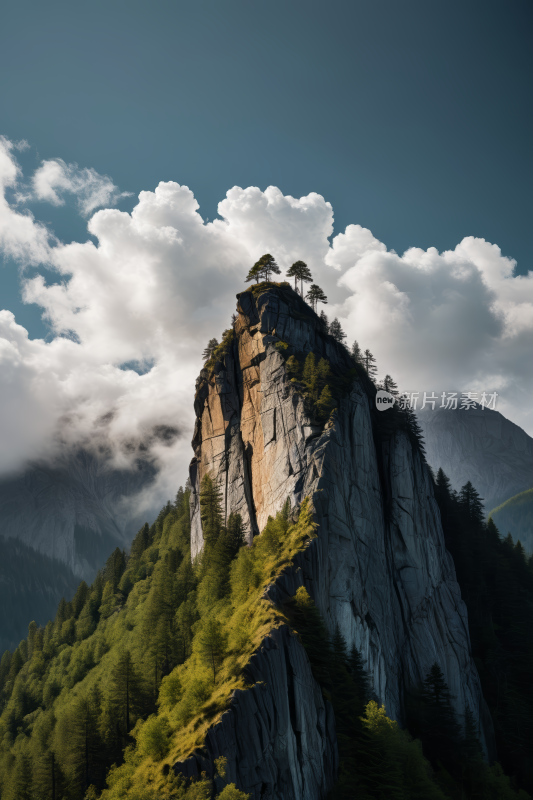 山顶的树天空高清风景图片