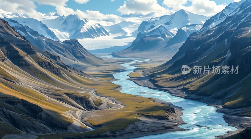 雪山碧水间自然风光无限好