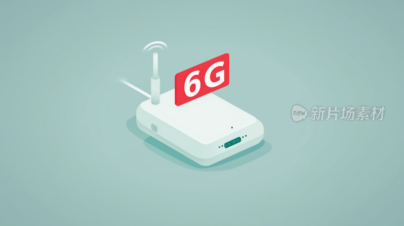 三维插画风的6g路由器示意图