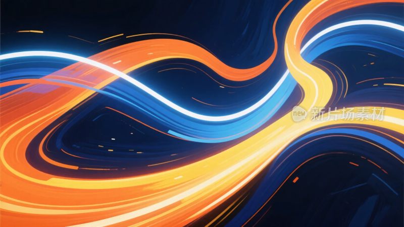 炫彩流动光线插画